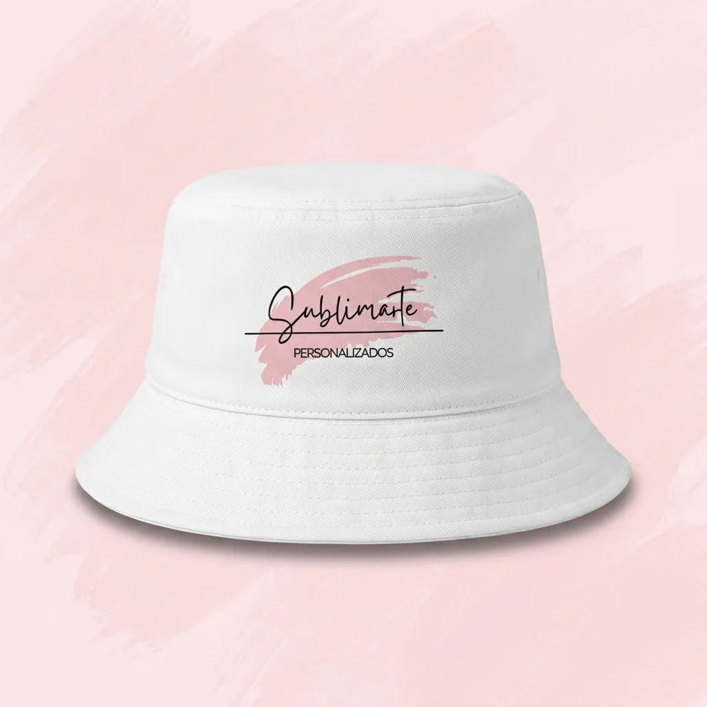 Bucket hat branco com logo Sublimart